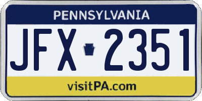 PA license plate JFX2351