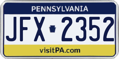 PA license plate JFX2352