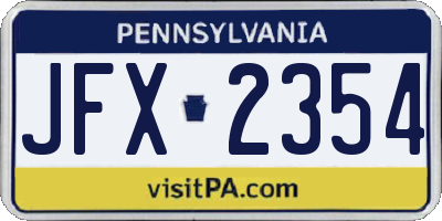 PA license plate JFX2354