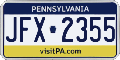 PA license plate JFX2355
