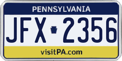 PA license plate JFX2356