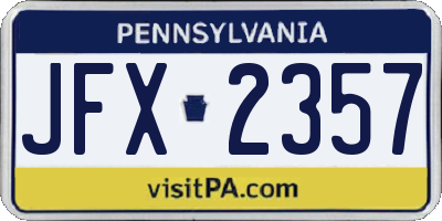 PA license plate JFX2357