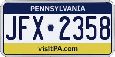 PA license plate JFX2358