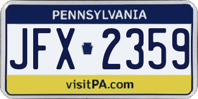 PA license plate JFX2359