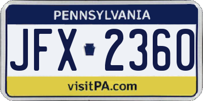 PA license plate JFX2360