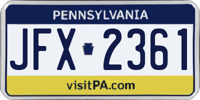 PA license plate JFX2361