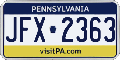 PA license plate JFX2363