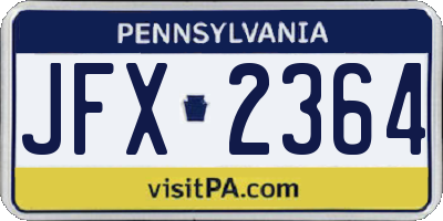 PA license plate JFX2364