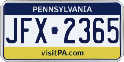 PA license plate JFX2365