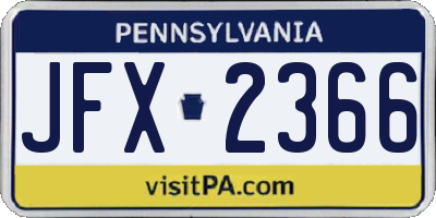 PA license plate JFX2366