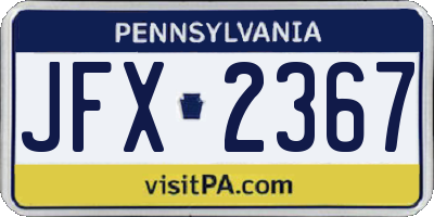 PA license plate JFX2367