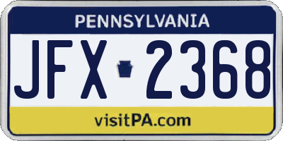 PA license plate JFX2368