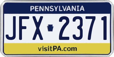 PA license plate JFX2371