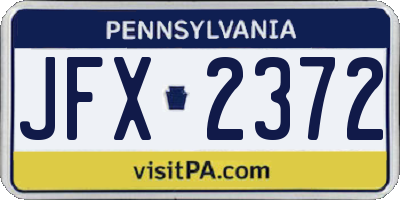 PA license plate JFX2372