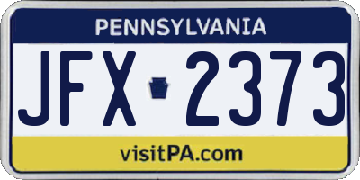 PA license plate JFX2373