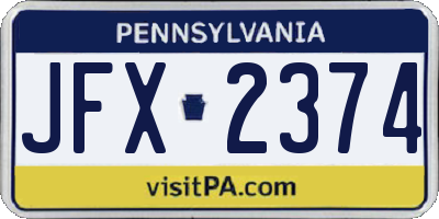 PA license plate JFX2374