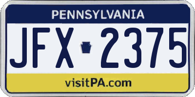 PA license plate JFX2375