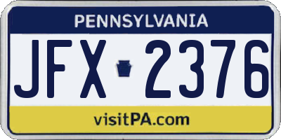 PA license plate JFX2376