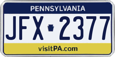 PA license plate JFX2377