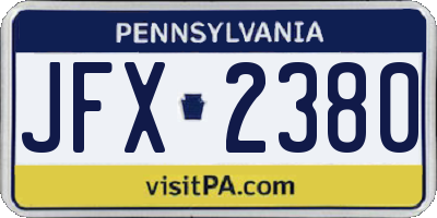 PA license plate JFX2380