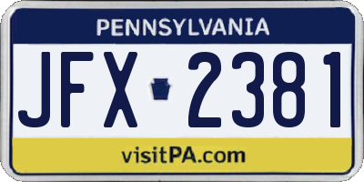 PA license plate JFX2381