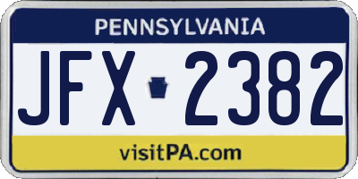 PA license plate JFX2382