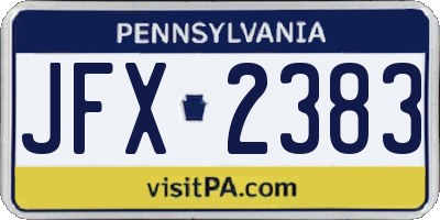 PA license plate JFX2383