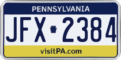 PA license plate JFX2384