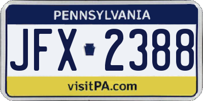 PA license plate JFX2388