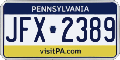 PA license plate JFX2389