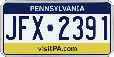 PA license plate JFX2391