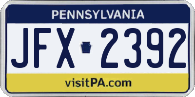 PA license plate JFX2392