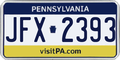 PA license plate JFX2393