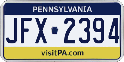 PA license plate JFX2394