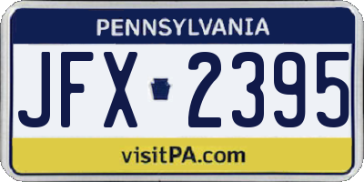 PA license plate JFX2395