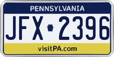 PA license plate JFX2396