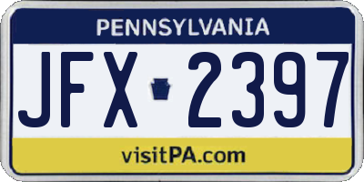 PA license plate JFX2397