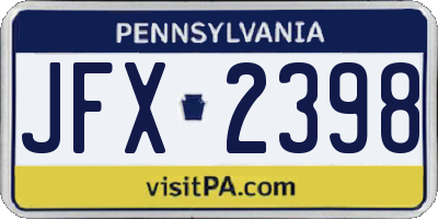 PA license plate JFX2398