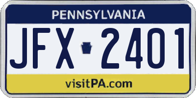 PA license plate JFX2401