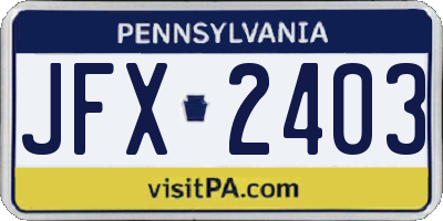PA license plate JFX2403