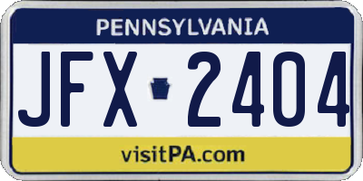 PA license plate JFX2404
