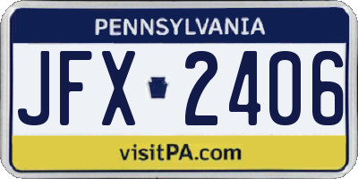 PA license plate JFX2406