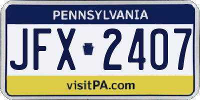 PA license plate JFX2407