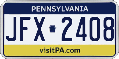 PA license plate JFX2408
