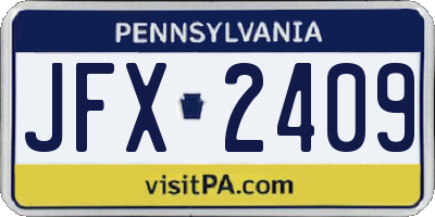 PA license plate JFX2409