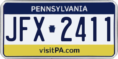 PA license plate JFX2411