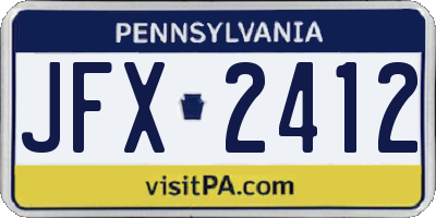 PA license plate JFX2412