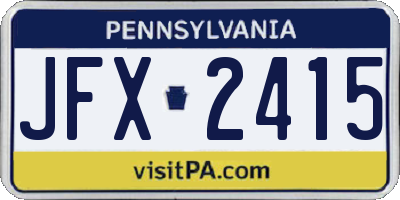 PA license plate JFX2415