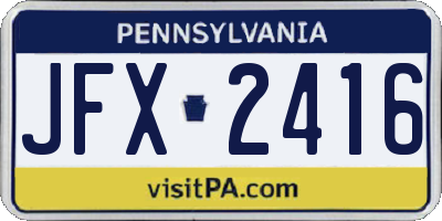 PA license plate JFX2416