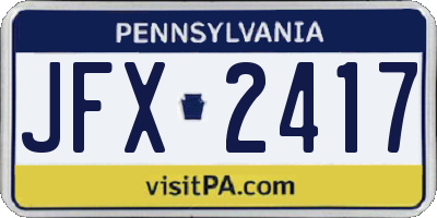 PA license plate JFX2417